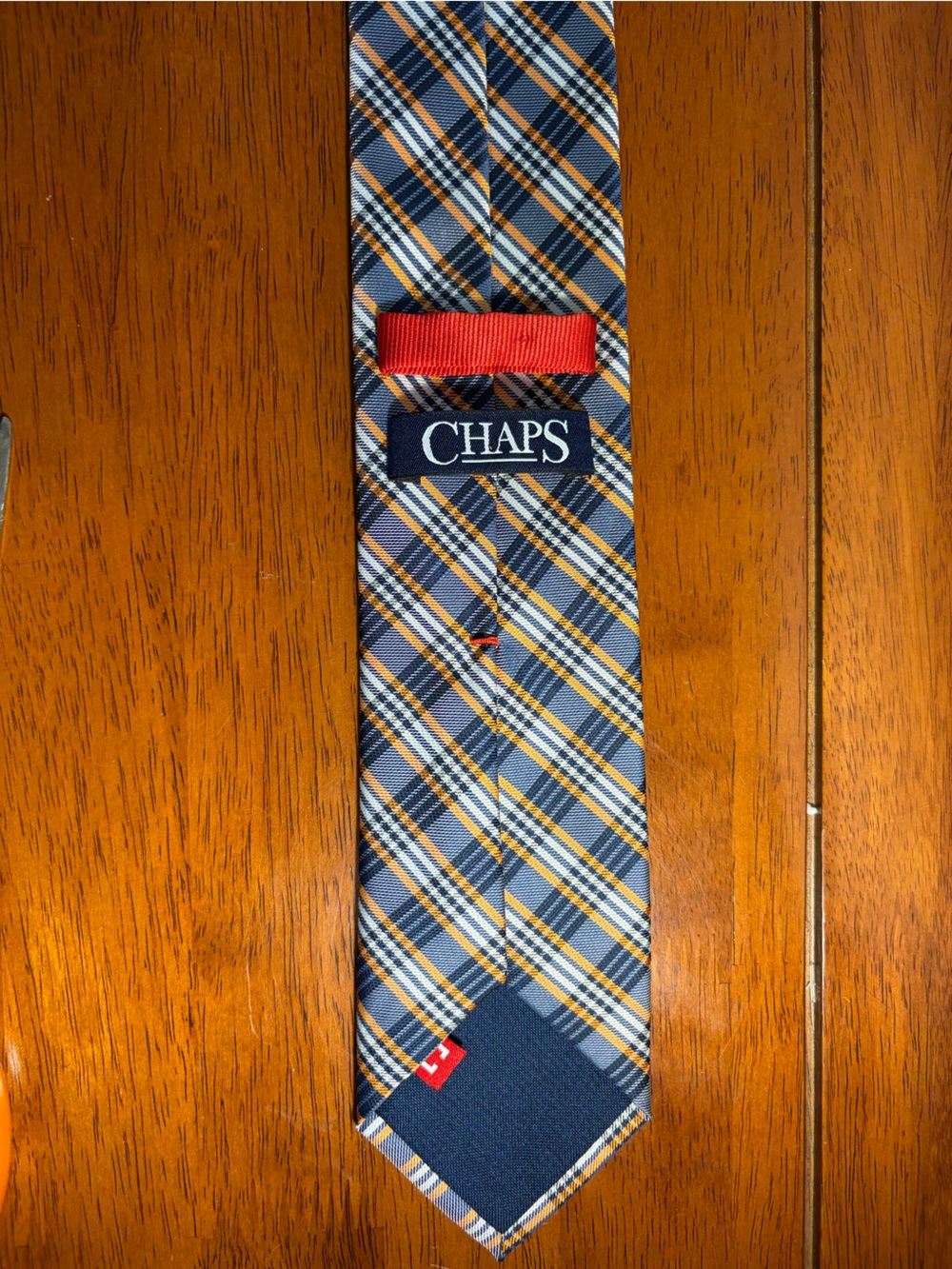 Chaps Blue and Orange Plaid Silk Tie